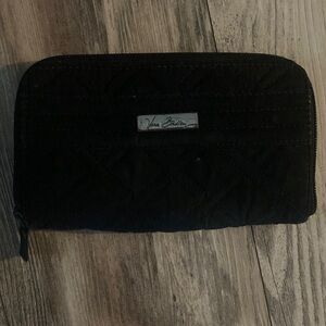 Vera Bradley Black Quilted Fabric Fill-zip Wallet